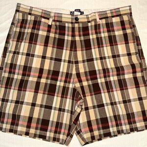 Chaps Brown and Tan Flat Front Shorts Casual Style